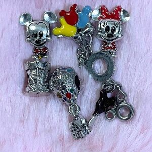6 Disney Minnie & Mickey Mouse Charm Set - 6 Pieces /Not Pandora